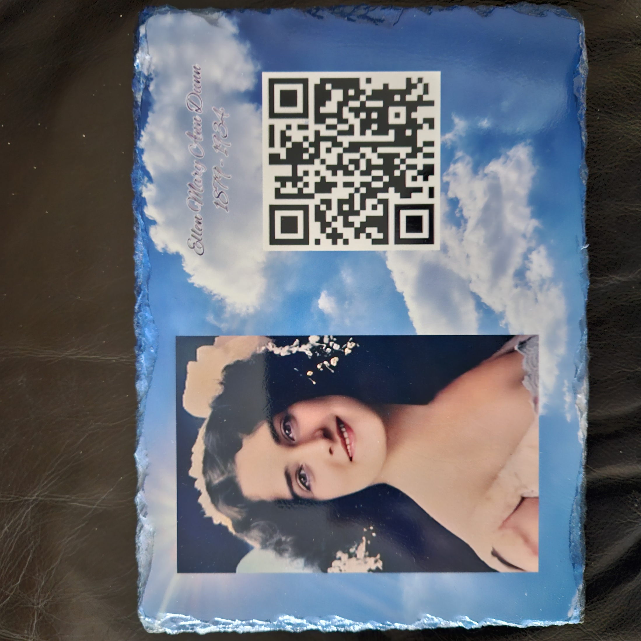 Ellen Mary Ann Dunn Memorial Slate with QR Code